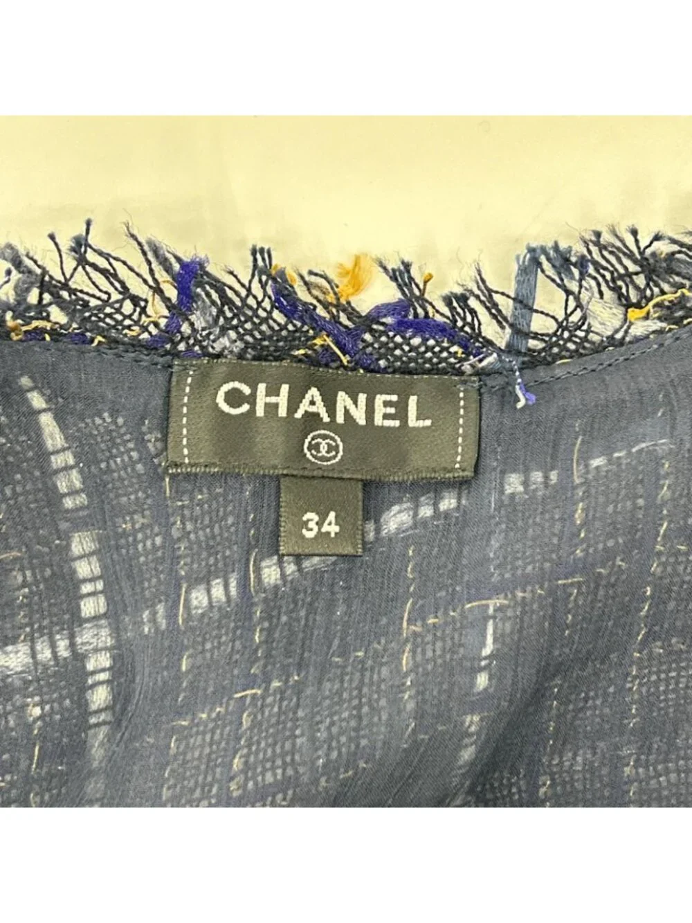 Chanel Navy Check Tweed Cami Dress 34